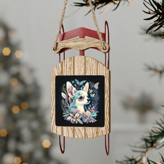 Chihuahua | Cute Dog | Beautiful | Flowers | Girl Sled Ornaments