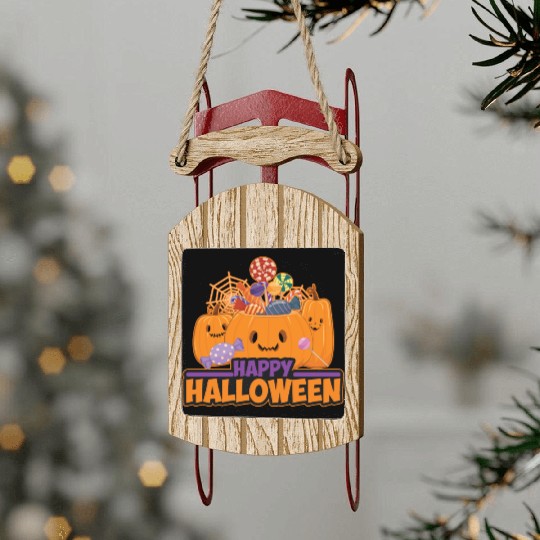 Happy Halloween Sled Ornaments