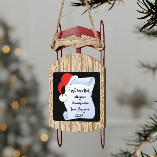 Santa Claus wishes Sled Ornaments