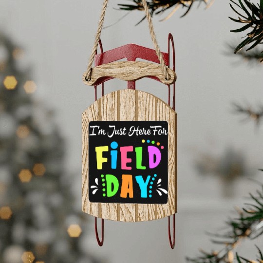 School Field Day Teacher I m Just Here For Field Sled Ornaments