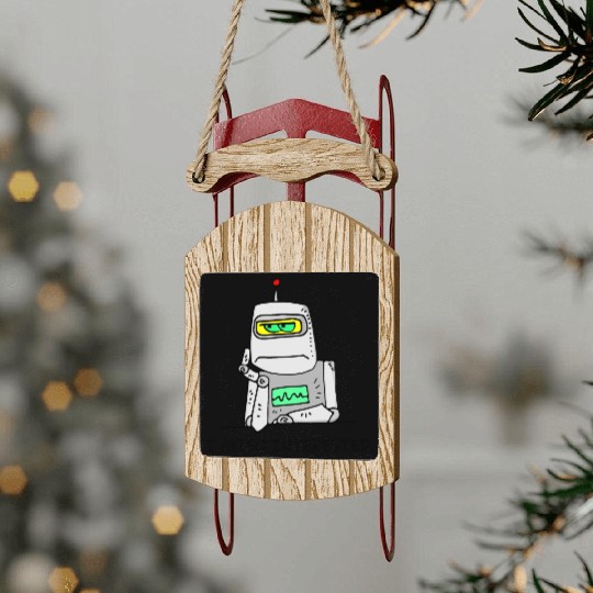 Interested Robot Funny Moody Bored Cartoon Joke Sled Ornaments