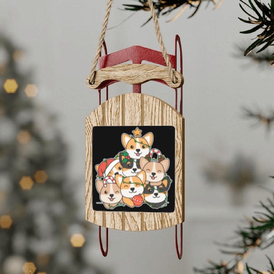 Corgi Christmas Tree Funny Animal Christmas Sled Ornaments
