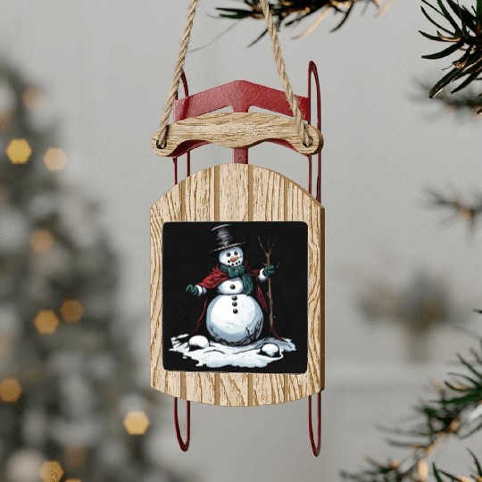 Snowman / Winter / Snowflake / White / Frosti Sled Ornaments