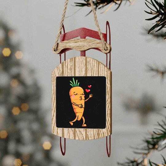 Carrot Emoticon Vegetable Vegan Vegetarian Sled Ornaments