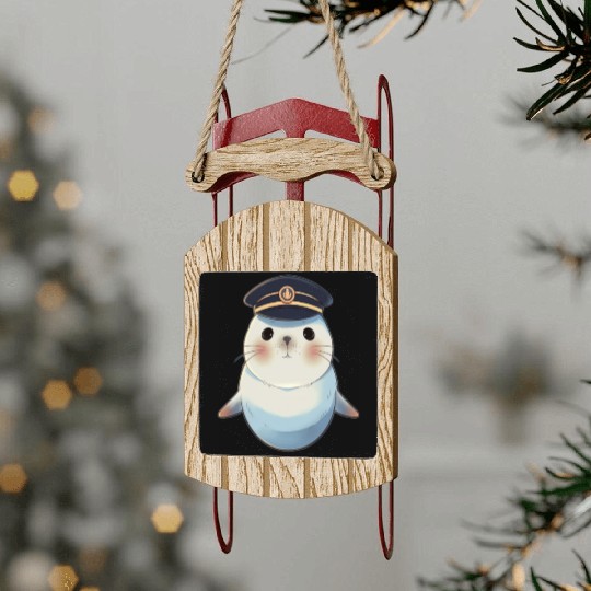 Seal Sailor Cap Boat Captain Cap Boating Seal Sled Ornaments