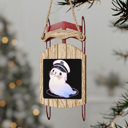 Seal Sailor Cap Boat Captain Cap Boating Seal Sled Ornaments