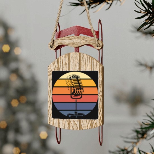 Microphone Retro Sled Ornaments