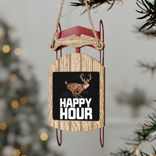 Happy Hour Deer Hunting Sled Ornaments