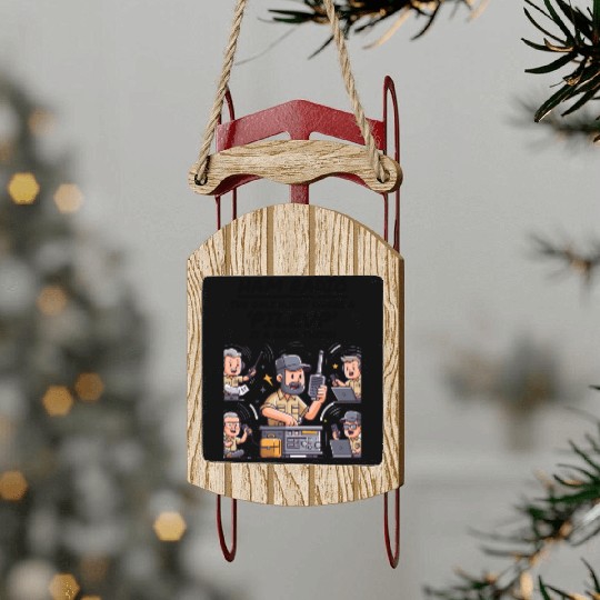 Ham Radio Operator Playful Cartoon Funny Hobby Sled Ornaments
