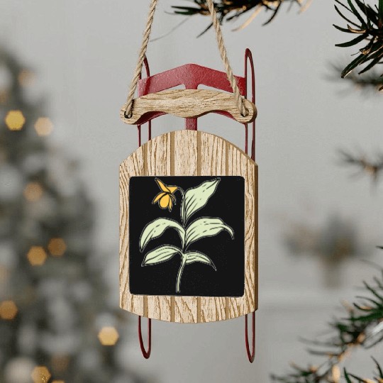 Yellow Orchid Plants Lover Gift Sled Ornaments
