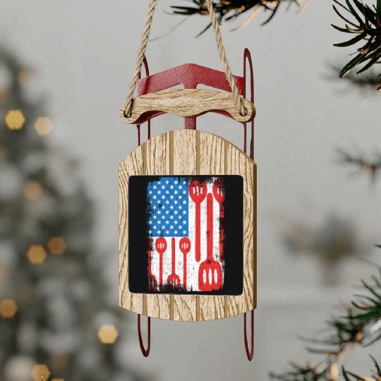 US Patriotic Cook Sled Ornaments