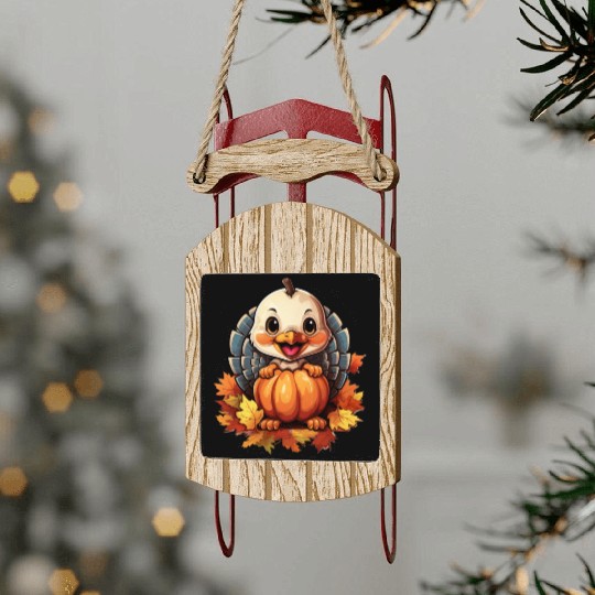 Pumpkin Bird Turkey Holiday Animal Pet Lover Sled Ornaments