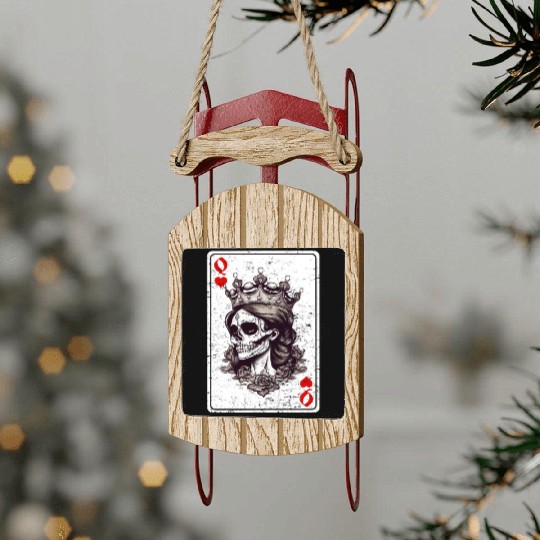 Queen of Hearts Card Game Horror Heart Queen Sled Ornaments