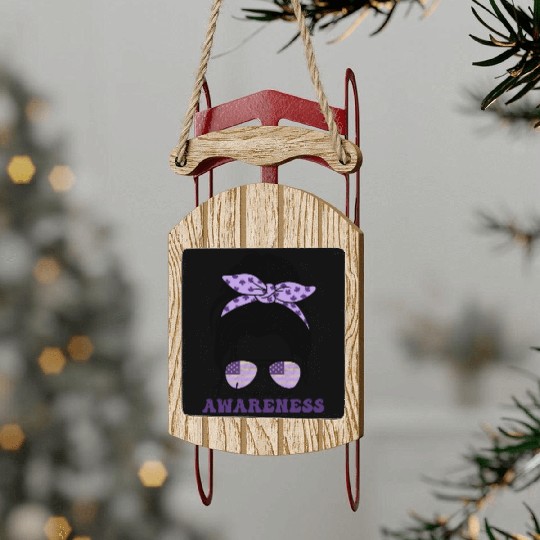 In May We Wear Purple Retro Lupus Awareness Month Sled Ornaments