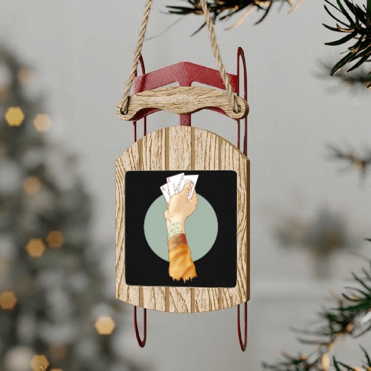 Rainbow kitten surprise Sled Ornaments