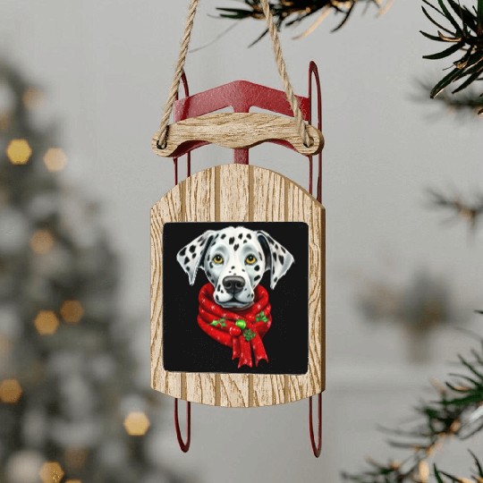 dalmatian christmas pet design Sled Ornaments