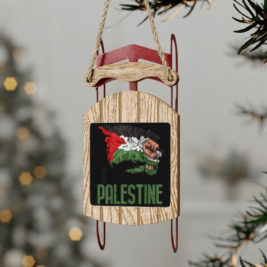 FREE PALESTINE FLAG GAZA Sled Ornaments