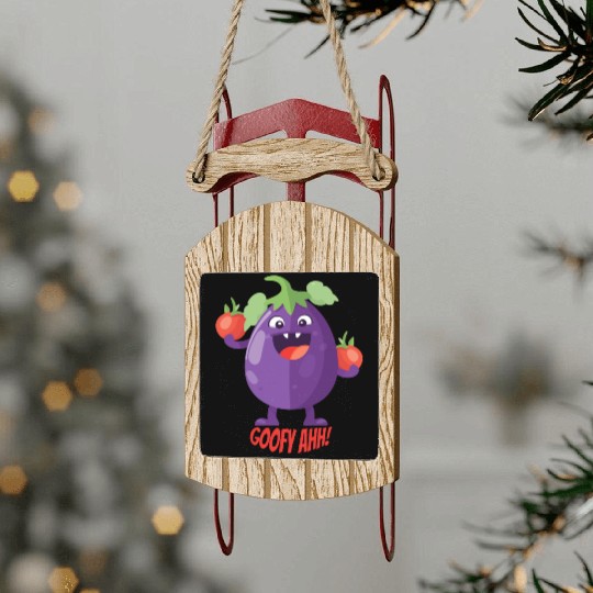 Eggplant Tomato Party Goofy Ahh Sled Ornaments