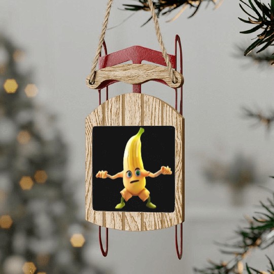 Video game character with a banana Sled Ornaments