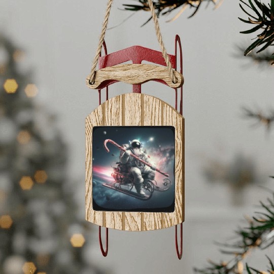 Future Santa Claus in Space Sled Ornaments