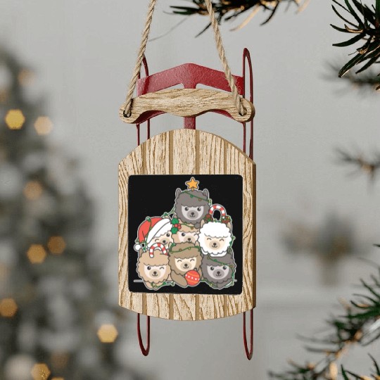 Alpaca Christmas Tree Funny Animal Christmas Sled Ornaments