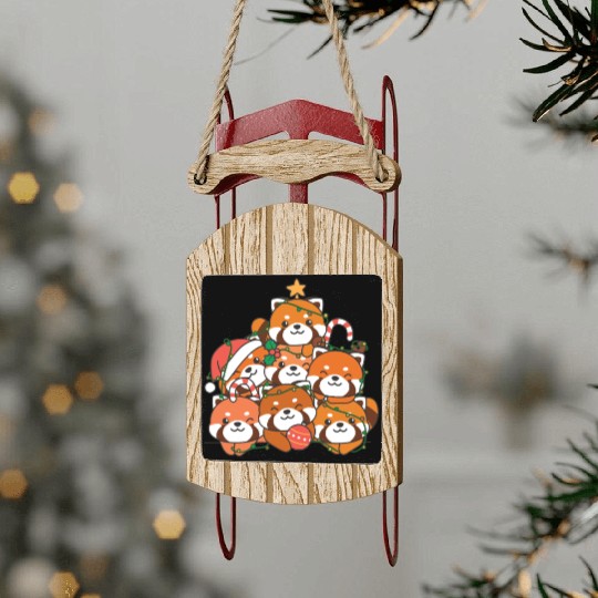 Red Panda Christmas Tree Funny Animal Sled Ornaments