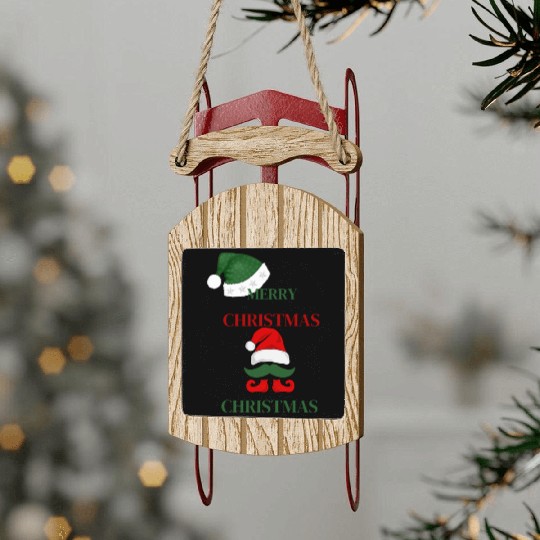 Elf Merry Christmas Sled Ornaments