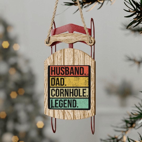 Cornhole Vintage Husband Dad Legend Sled Ornaments