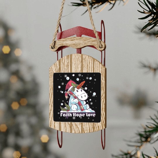 Faith Hope Love Religious Family Christmas Sled Ornaments