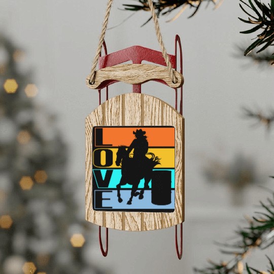 Horseback Riding Equestrian Colorful Horse Lovers Sled Ornaments