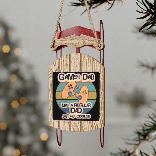 Cool Retro Gamer Dad Sled Ornaments