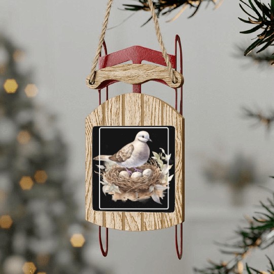 Quail Bird With Eggs Sled Ornaments