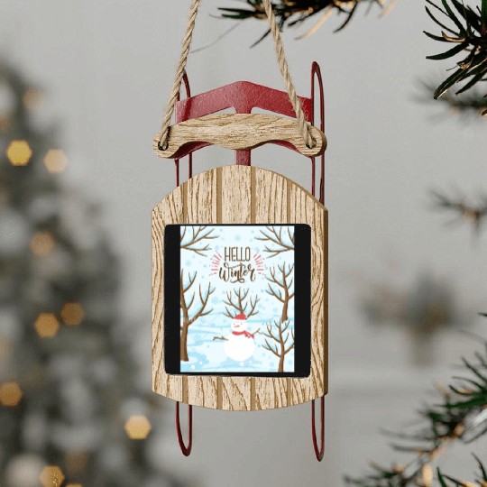 Hello Winter Wonderland Sled Ornaments