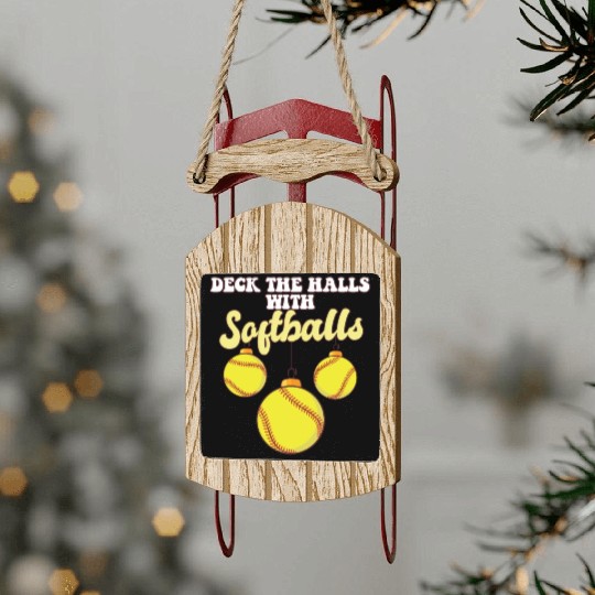 Softball Player Catcher Christmas Balls Deck The Sled Ornaments