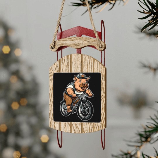 Pig Pork Cycling Sled Ornaments