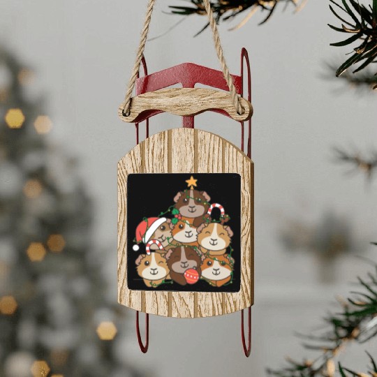 Guinea Pig Christmas Tree Funny Animal Sled Ornaments