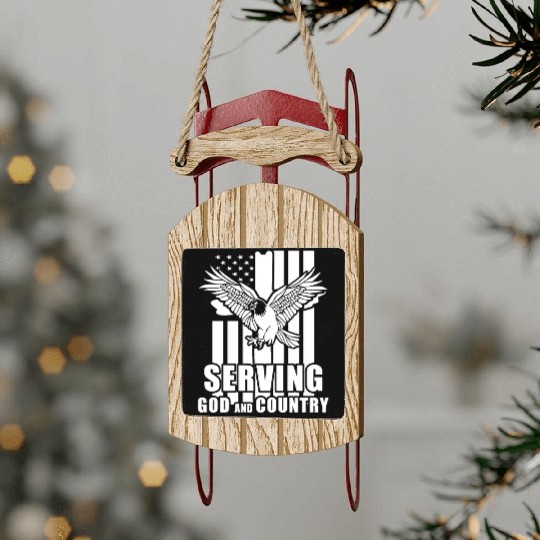 Inspiring Christian Quote US Flag Eagle Patriotic Sled Ornaments