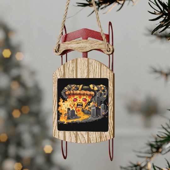 Angry Pizza Sled Ornaments