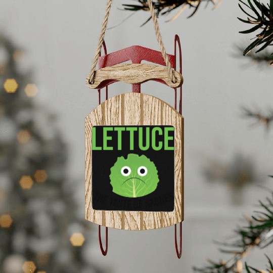 Lettuce The Taste of Sadness Funny Vegan Green FF Band Sled Ornaments