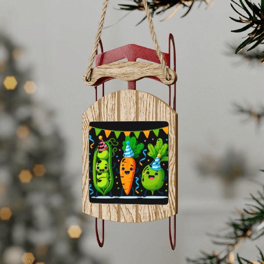Festive Vegetable Party Fun for a Vegetable eater Sled Ornaments