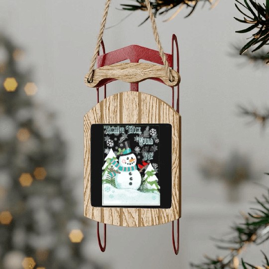 Funny Cranky Snowman Sled Ornaments