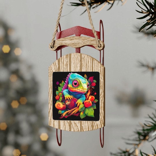 Cute Chameleon for Lizard Pet Lover Sled Ornaments