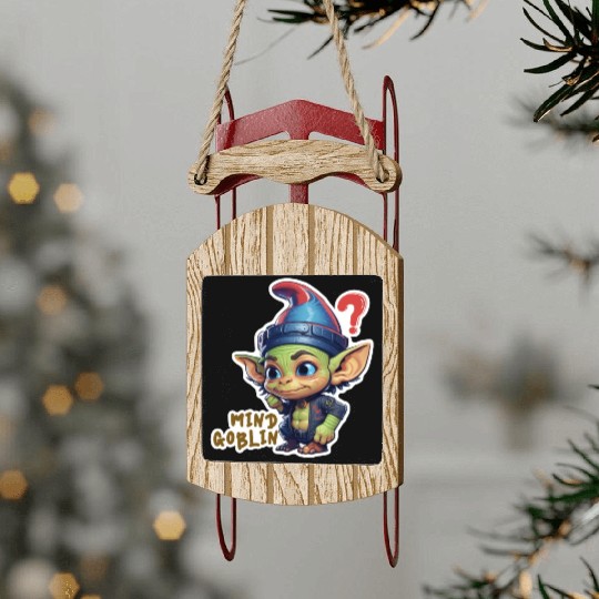 Funny Green Goblin Monster - Mind Goblin Deez Nuts Sled Ornaments