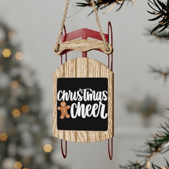 Gingerbread Christmas CHEER Happy Holiday Fun Sled Ornaments