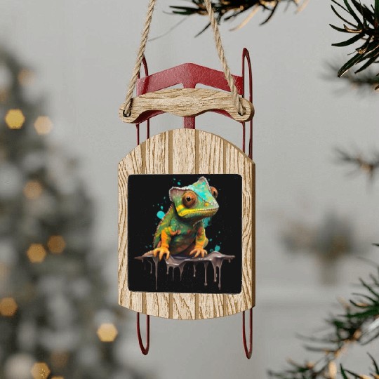 Cute Chameleon for Lizard Pet Lover Sled Ornaments