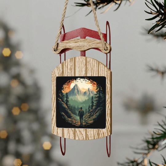 Forest nature trekking adventure Sled Ornaments
