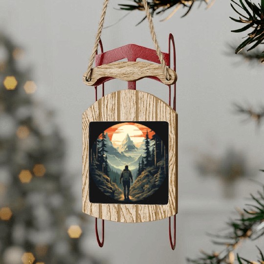 Forest nature trekking adventure Sled Ornaments