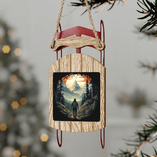 Forest nature trekking adventure Sled Ornaments