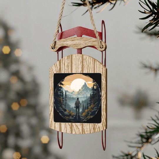 Forest nature trekking adventure Sled Ornaments