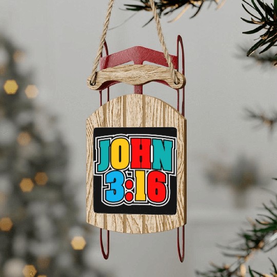 John 3:16 Love Jesus Bible Text Christian Sled Ornaments